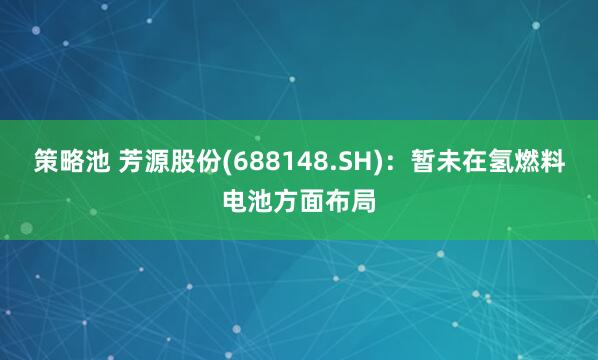 策略池 芳源股份(688148.SH)：暂未在氢燃料电池方面布局